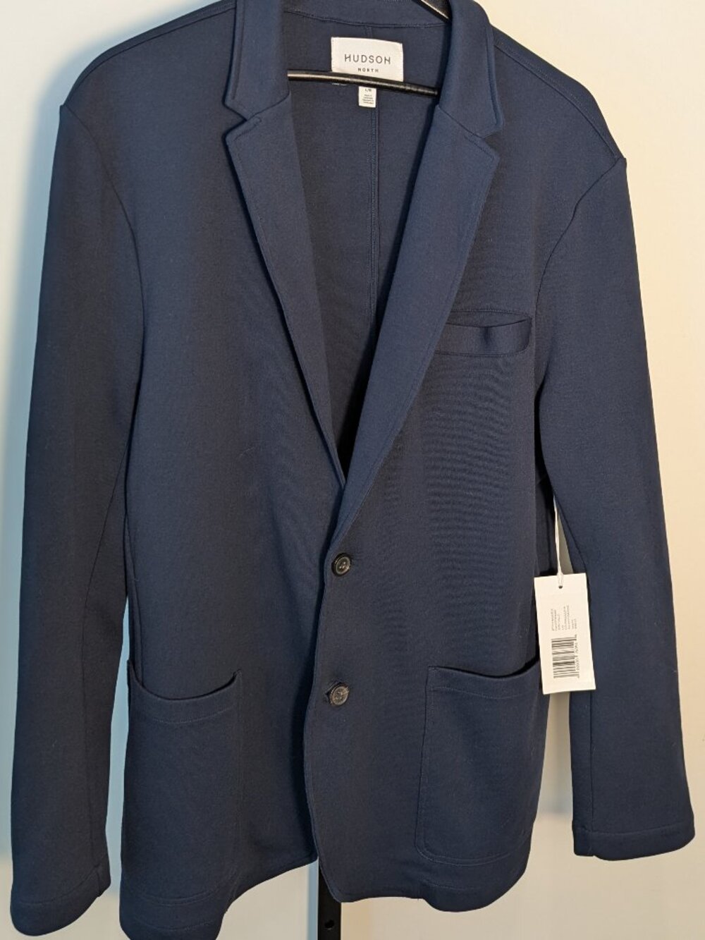 NWT Men's Hudson North Navy Knit Blazer Unstructured Ponte Sport Coat | Sz L